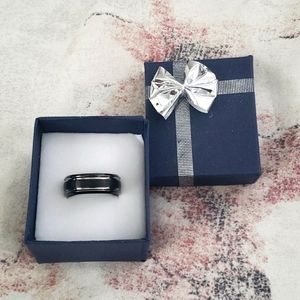 Men's Black Tungsten With High Polished Grooves